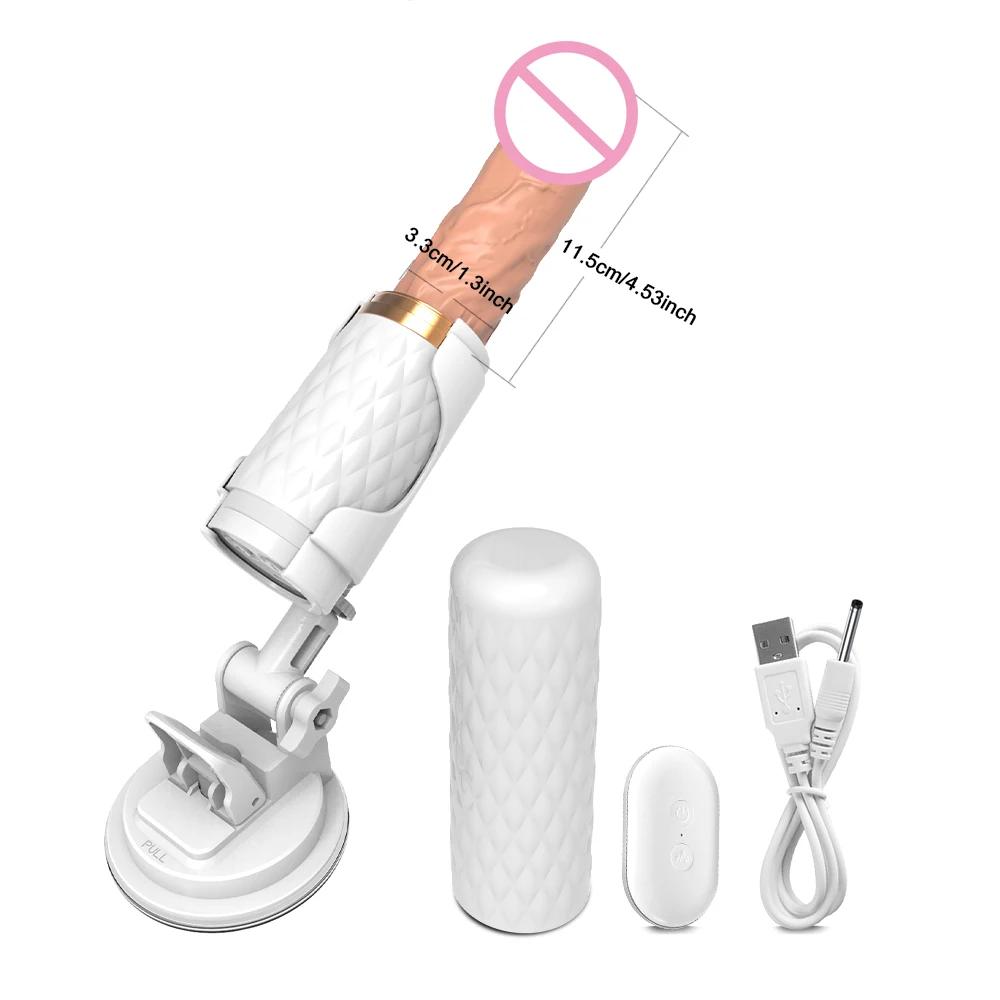 Dildo Riscaldante Vibrante Realistico Automatico per Donne Telecomando Punto G Con Ventosa Spinta Pene Giocattolo Sessuale Femminile