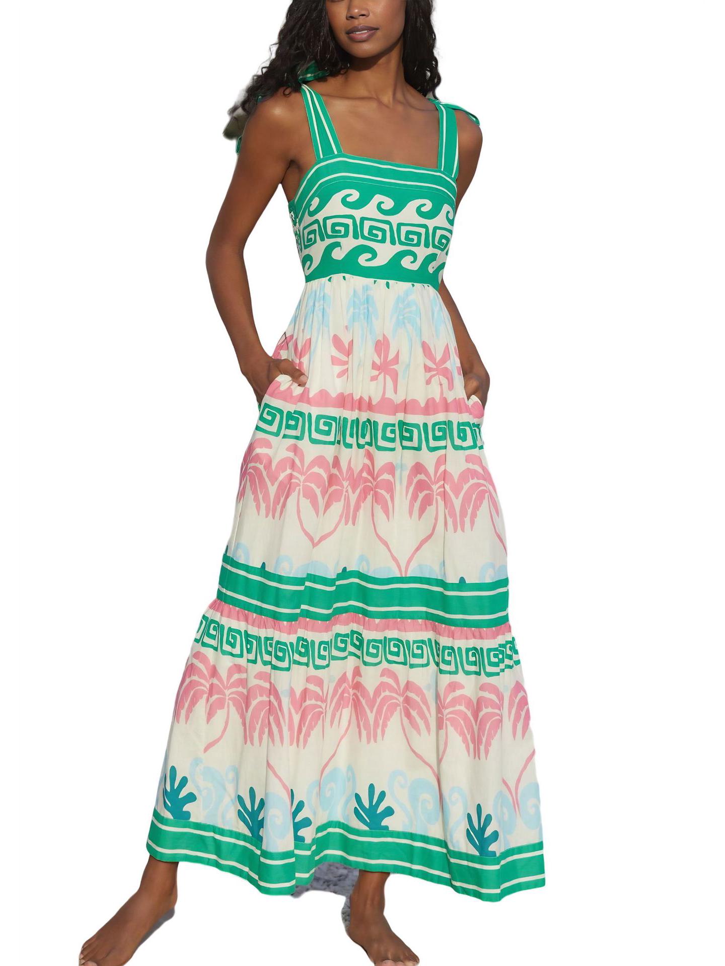 

Платье-сарафан с сексуальным бантом к 25-летию для женщин - европейский и американский стиль, летняя коллекция XL зелёный