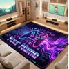 Tapis de sol en velours cristal thème manette de jeu Tapis chaud personnalisé avec nom texte Décoration de maison
