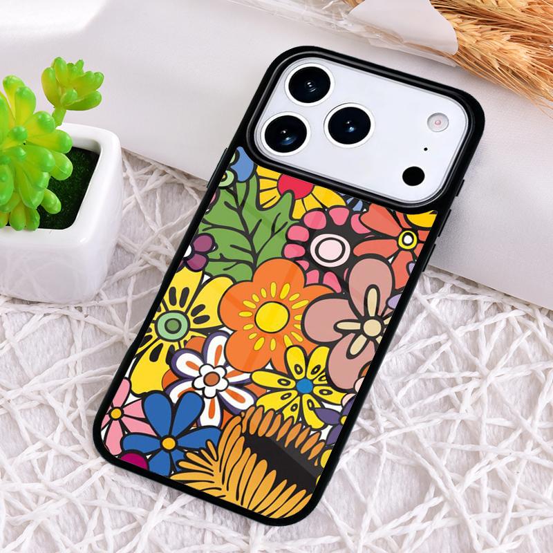 Groovy Flowers Hippie Bohemian Floral Phone Case for iPhone 17 Air 16 15 11 12 14 13 Pro Max Shockproof Cover