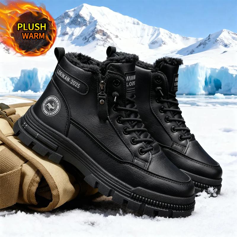 

men s new style snow boots, high-top leather boots, cold-resistant, popular in autumn and winter, outdoor wear-resistant, w 39