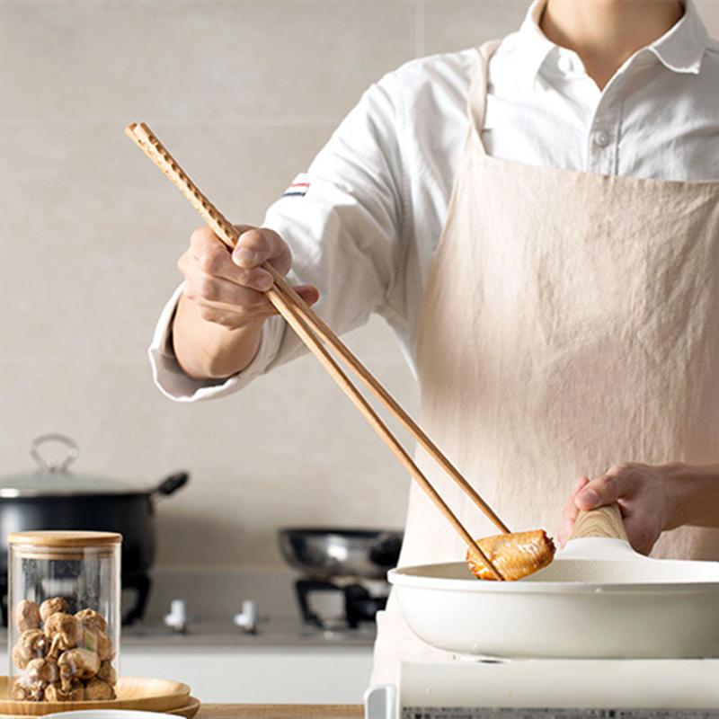 1pair Extra Long Beechwood Chopsticks for Hot Pot Noodles Non Slip Japanese Style Kitchen Utensils Fry Anti Scalding Tableware
