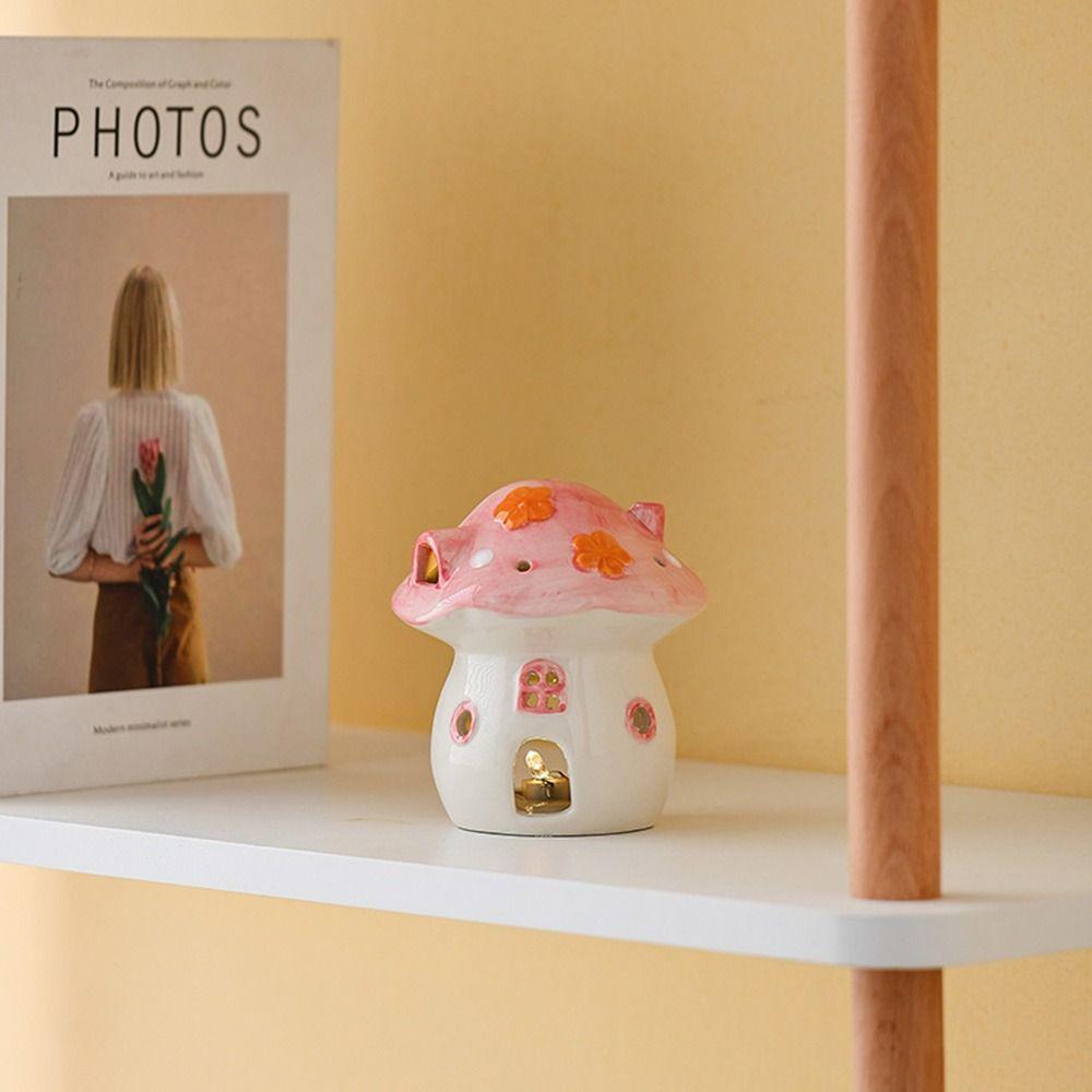 Cartoon Ceramic Aromatherapy Stove Cute Mushroom Incense Burner Mushroom Candle Holder Coffee Shop