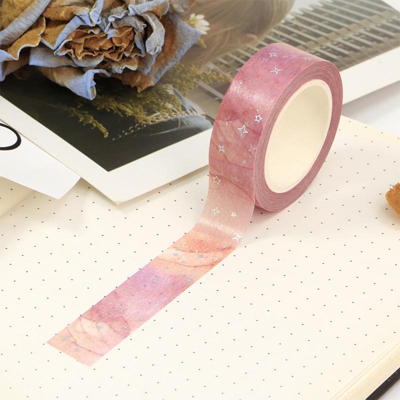 2023 NEW 1X 10M Decor Colorful Galaxy Cloud Silver Stars Washi Tape Set for Scrapbooking Planner Masking Tape papelería kawaii