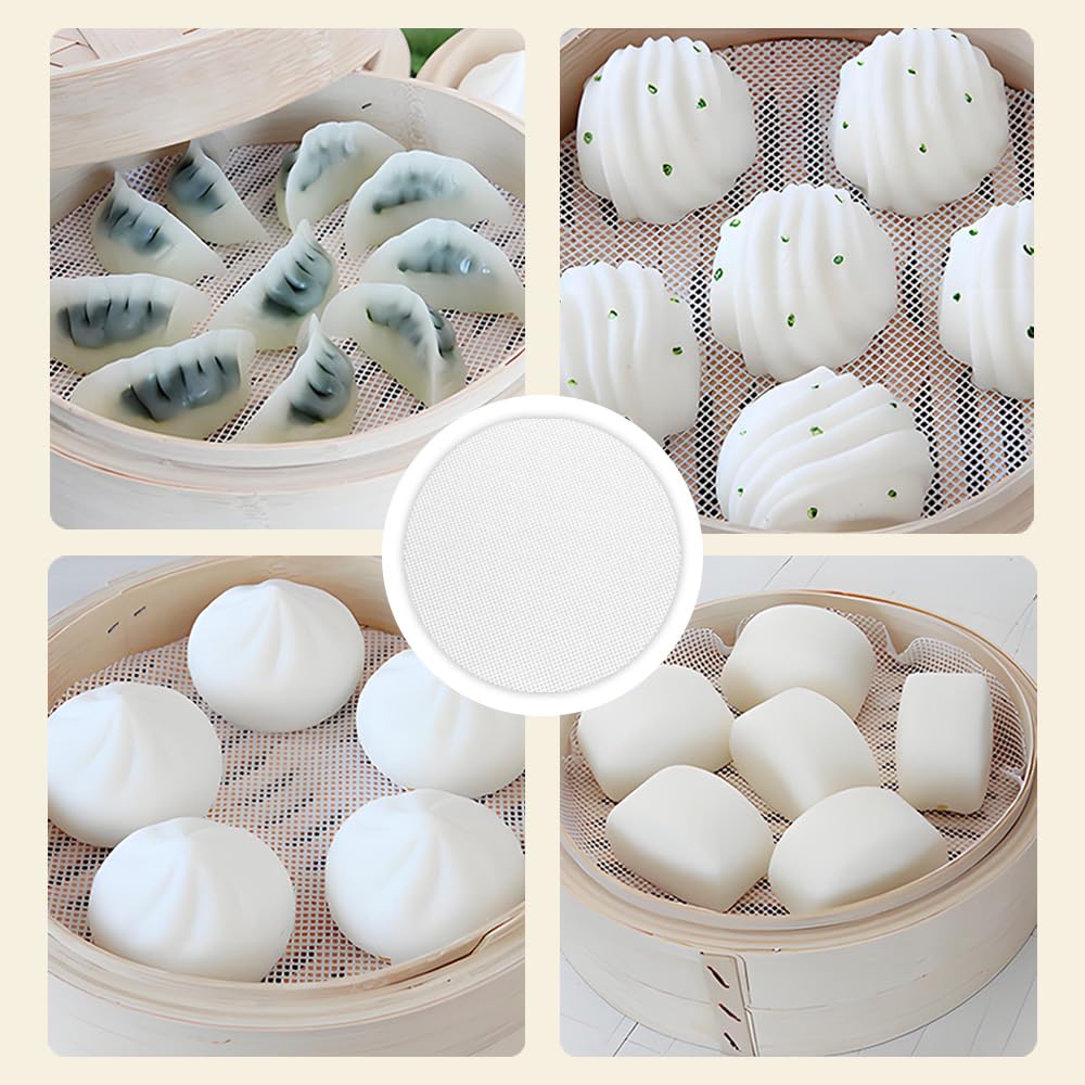YUHENGCT Steamer 24cm Steaming Cloth for Steamed 6 Sheets Sheets, Diameter, Perforated, Round, Food-Grade Silicone, Non-Stick, Heat-Resistant,