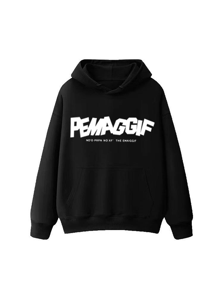 

Тяжелый 500G Американский Английский Толстовка с Капюшоном - 450 Тяжелый Свободный Со Спущенным Плечом Худи Куртка для Осени Зимы L