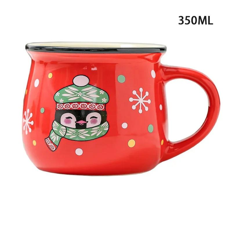 150ML/350ML Christmas Mugs Ceramic Cute Santa Elk Penguin Mousse Cup Coffee Cup for Office Home Milk Coffee Tea Cups Xmas Gifts