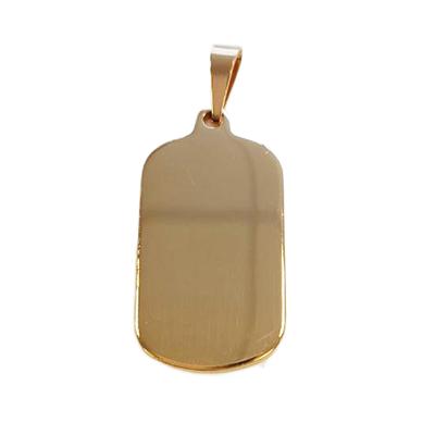 [R8068] - Golden 'American Plate' Steel Pendant - 40x25 Mm