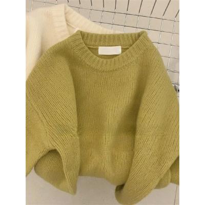 Sweter Damski Zimowy Pulower Sweter Dziewczęcy Oversize Dzianinowe Topy Vintage Długi Rękaw Jesień Damska Dzianinowa Odzież Wierzchnia Ciepły Pull