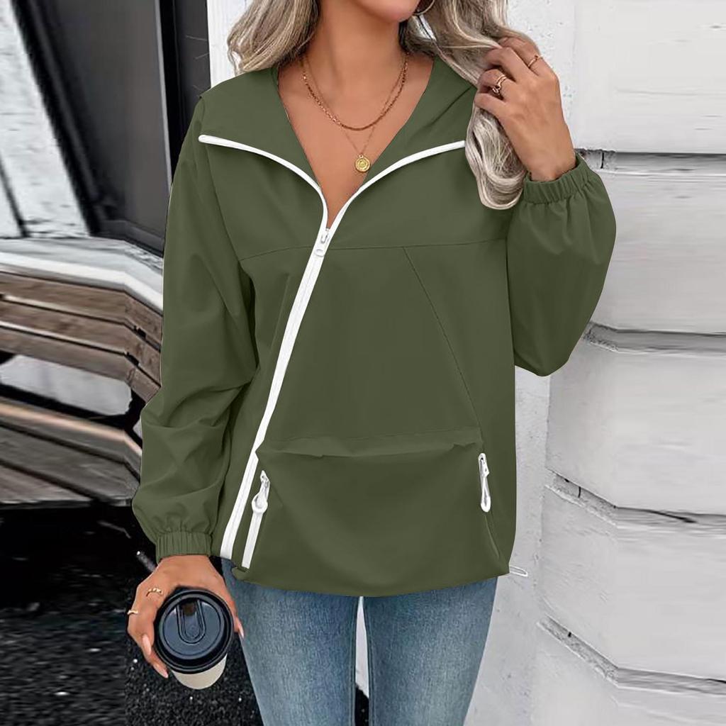 Women's Casual Hooded Zip Up Jacket with Pockets