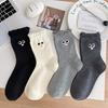 5 Pairs of Female Spring and Autumn Lovely Sweet Bubble Mouth Lace Eyes Expression In The Tube Pile Socks