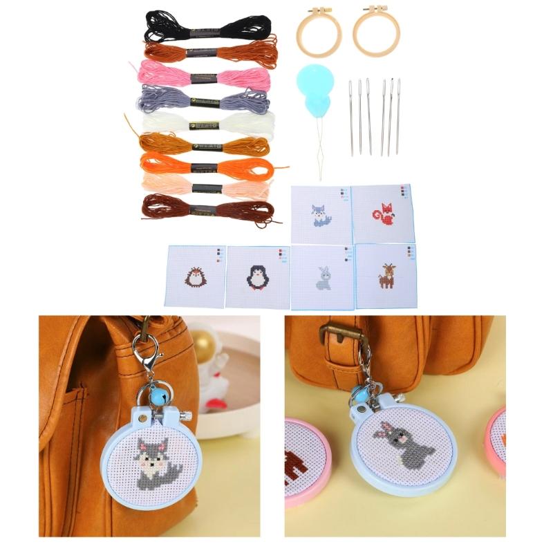 Animal Cross Stitches Sewing Kits with Embroidery Hoop Embroidery Stitches Practice Kits Embroidery Starter Kits