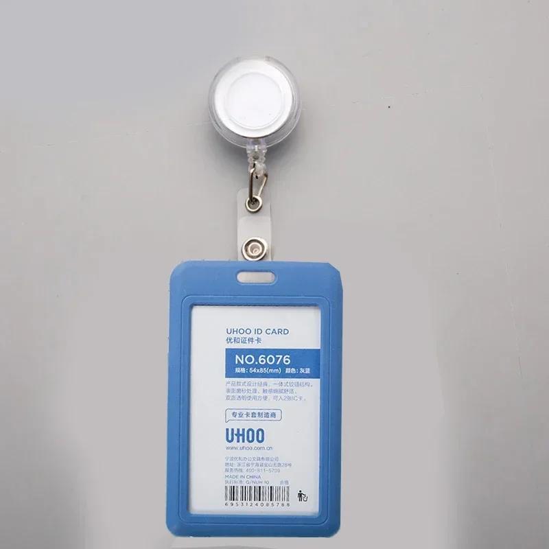 Women Man Credit Card Cover Case with Retractable Buttons Pouch Creative Transparent Nurse Badge Doctor ID Holder Clip Badge