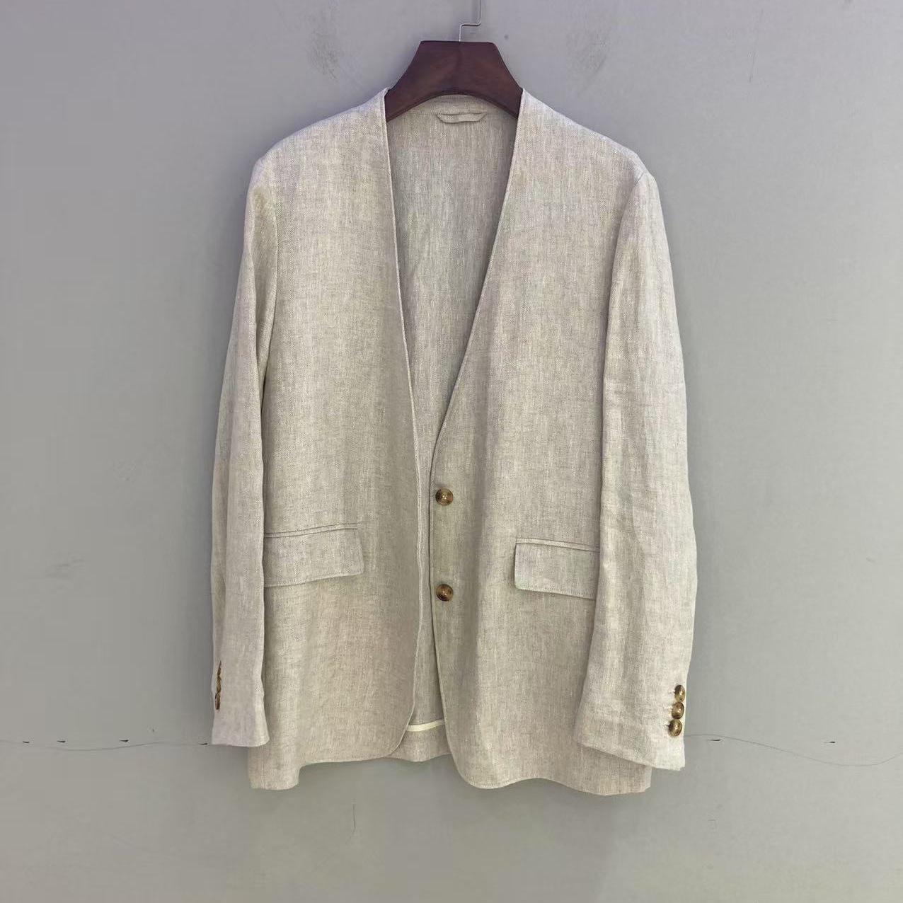 

Nanyou Women s Minimalist Linen Collarless Suit Jacket - Autumn 25 Collection 4