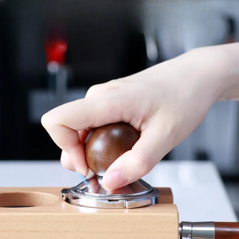 51/53/58mm Coffee Tamper Coffee Distributor Walnut Mini Tamper Espresso 58 Filling Hammer Coffee Accessories