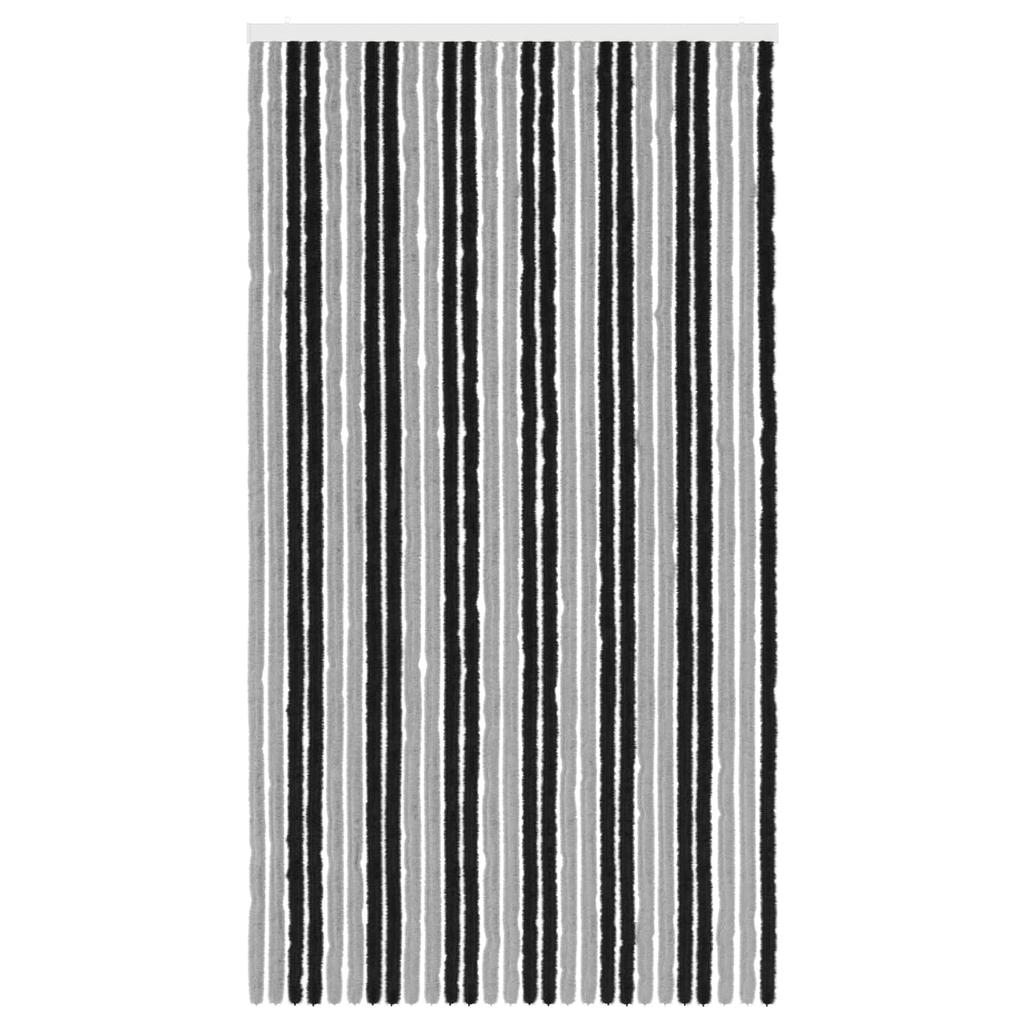 Grey and Black Chenille Insect Screen Door Curtain 118 x 220 cm