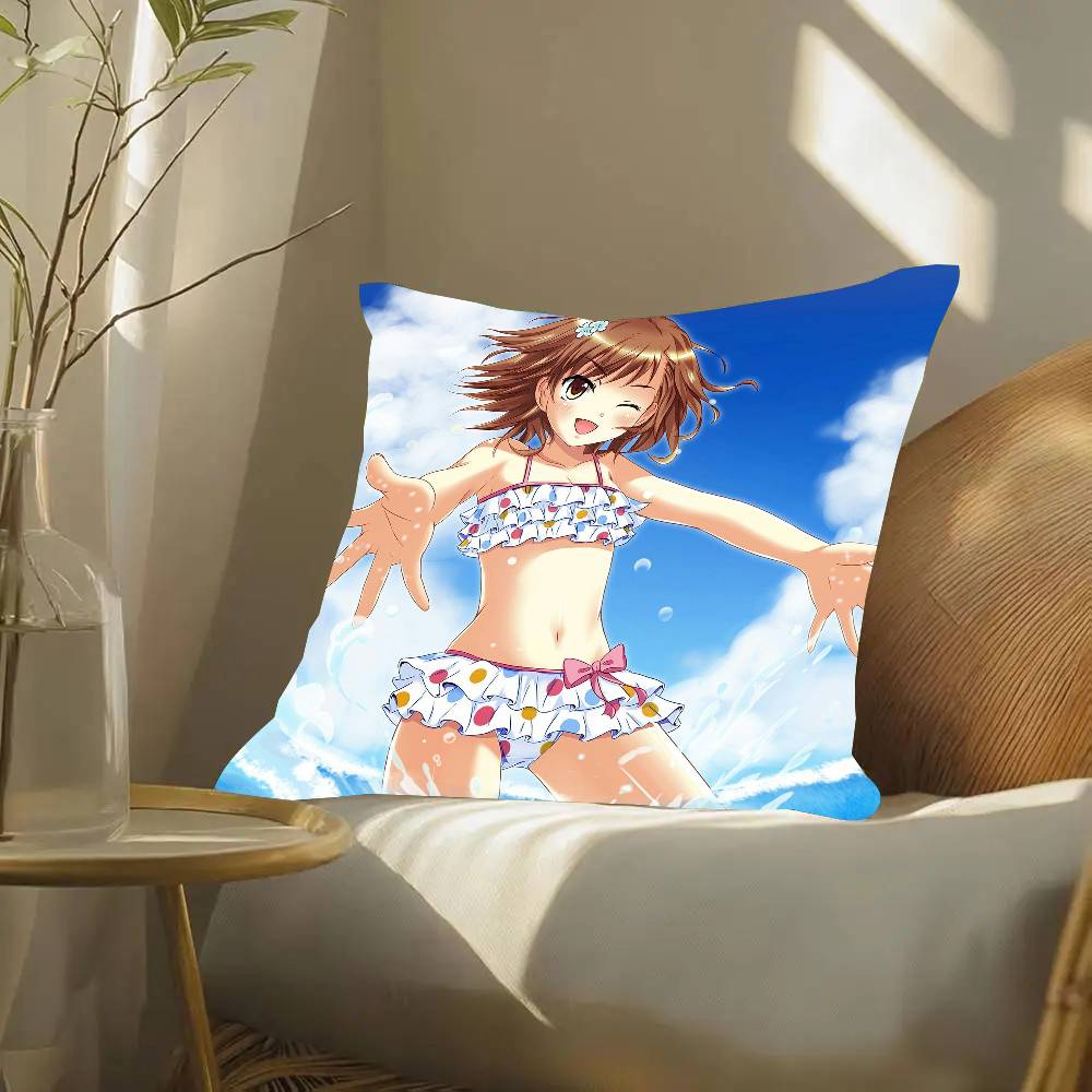 A Certain Scientific R-Railgun Anime Pillow Case Fashion Square Pillowcase Bedroom Sofa Room Ins Decoration Leisure
