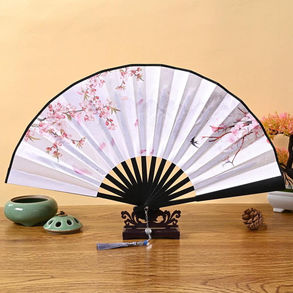 Folding Fan In Ancient Style for Boys, Dragon Design, Student Style, Bold Black Double-Sided Summer Plastic Fan, New Model
