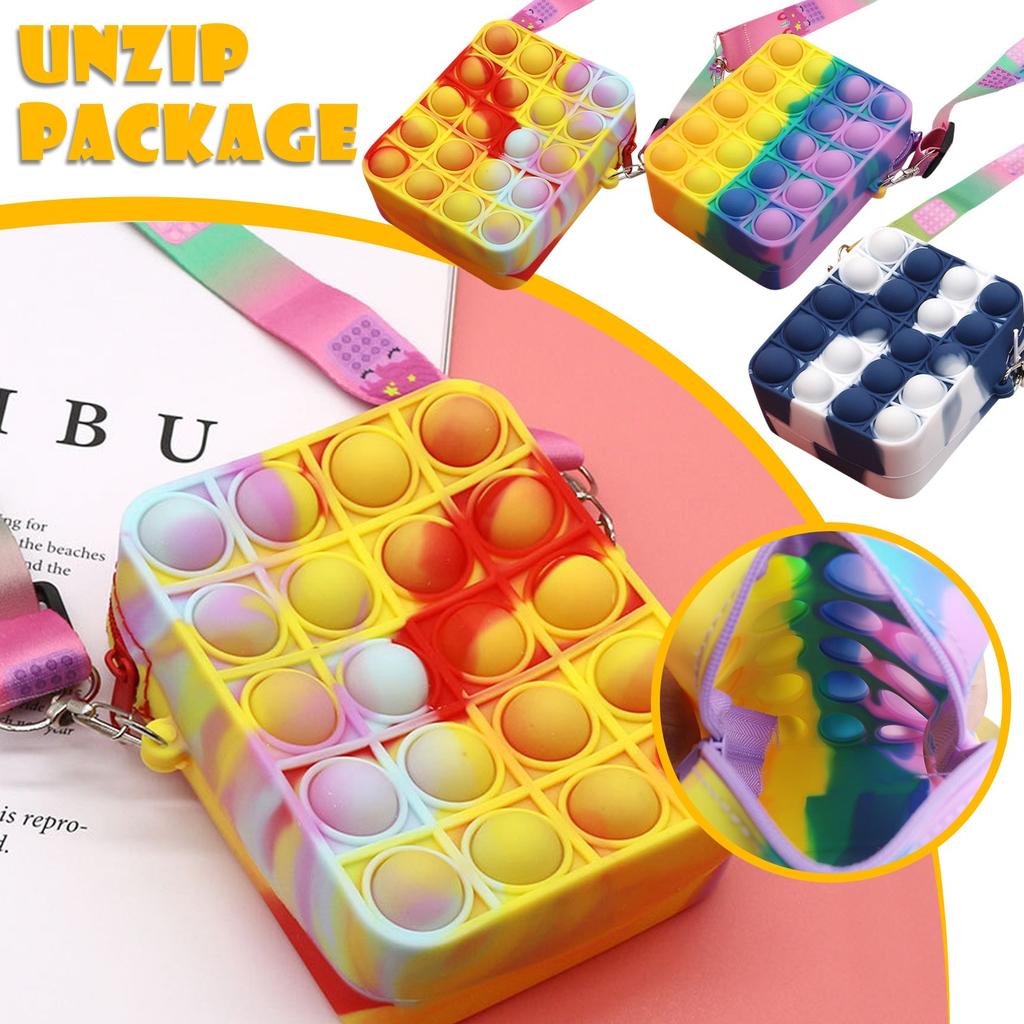 Push Toy Peněženka na mince, Bubble Toy Hračky pro úlevu od stresu pro dospělé děti