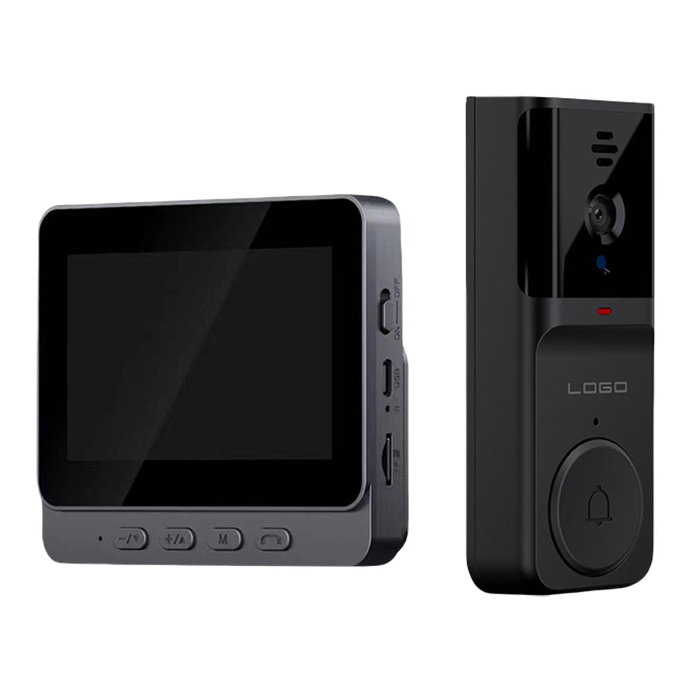 

2.4G Wi-Fi Video Doorbell with 4.3Inch IPS Display 1080P Dual Way Audio Doorbell with Infrared Night Vision for Home Apartment чорний