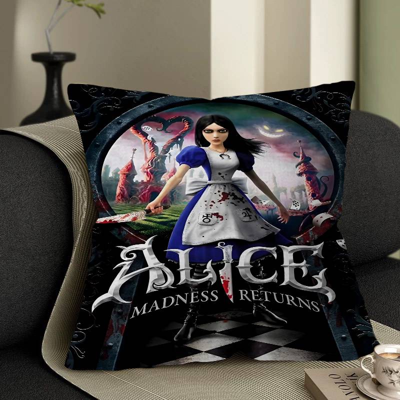 A-Alice M-Madness R-Returns Vintage Pillow Case Cushion Cover Car Throw Pillow Case For Sofa Car Christmas Gift 40x40cm 45x45cm