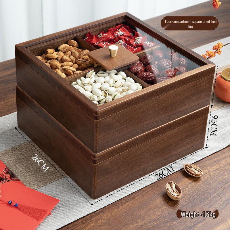 Wedding Dried Fruit Plate - Elegant Nine-Grid Glass Snack Box for Living Room