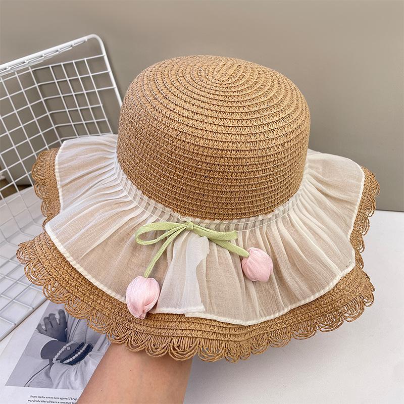 Summer sunshade flower versatile large brim anti-ultraviolet sun hat women