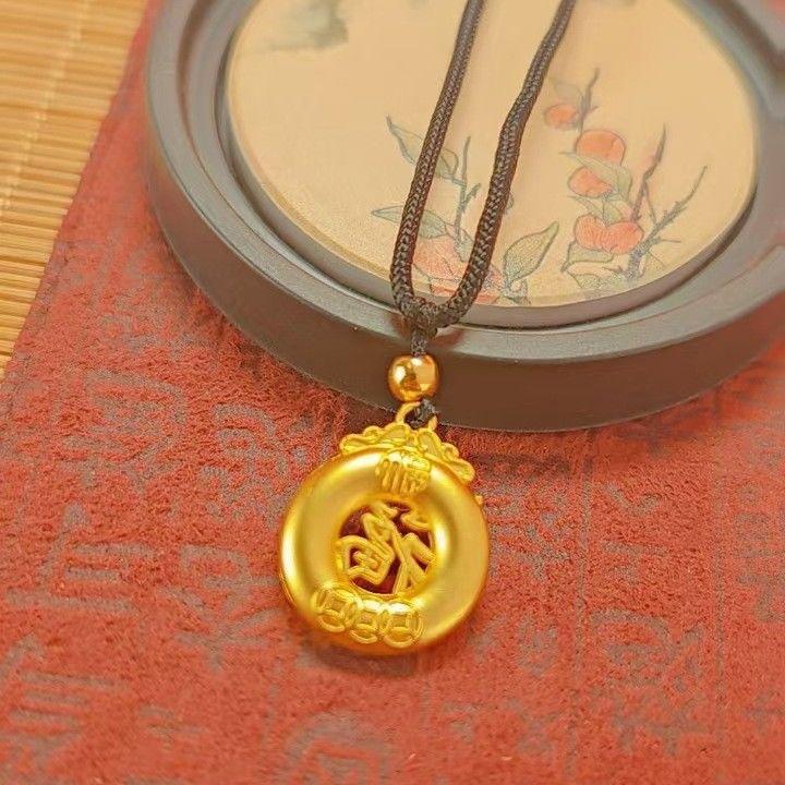 Gros Fu nouveau petit gros Fu collier corde noire suspendu caractère Fu lingot petite amie style chinois