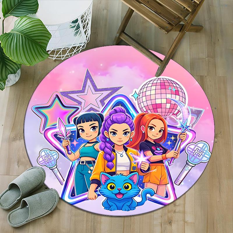 1pc Kpop Team2 Carpet, Round Rug, Comfortable, Suitable for Entryways, Living Rooms, Office, And Bedrooms, Christmas Decoration