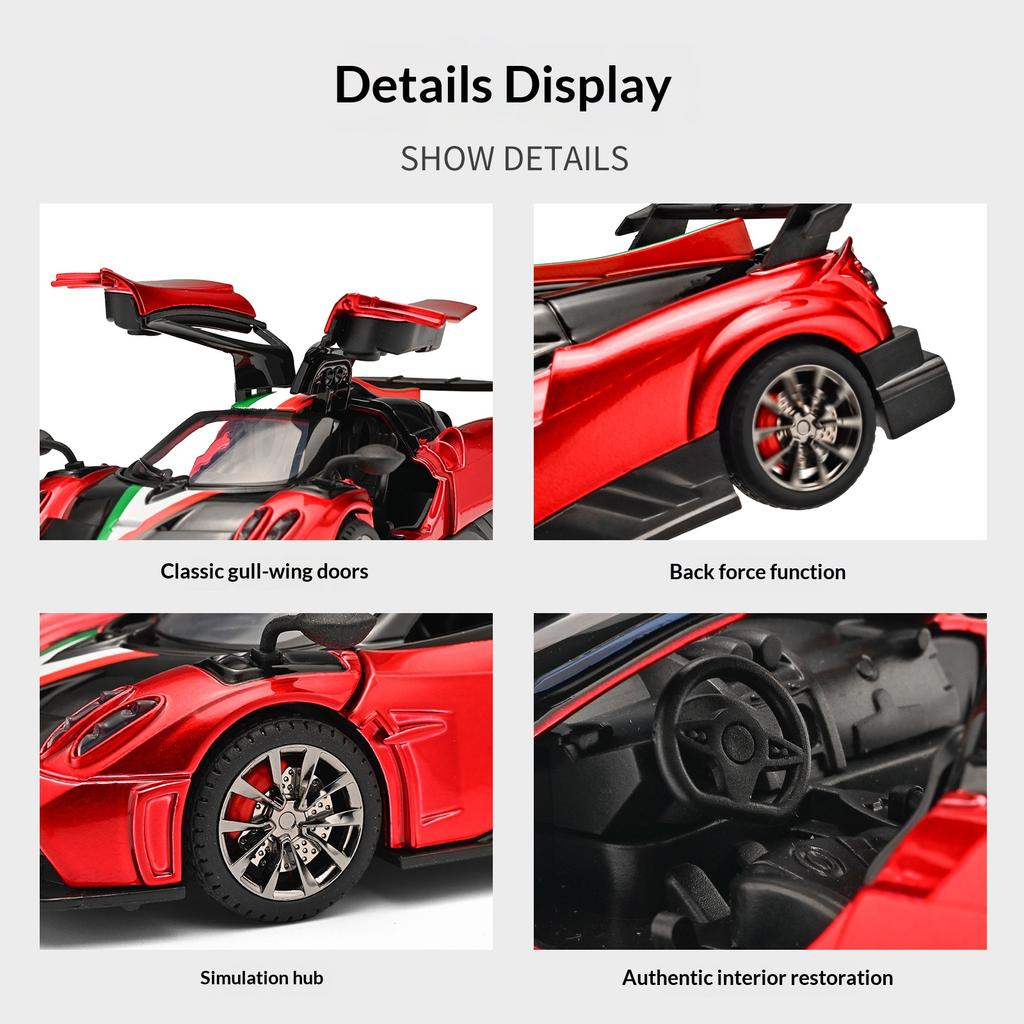 1:32 Alloy Die-cast Pagani Imola Roadster Sports Car Model Simulation Sound and Light Children's Toy Boy Birthday Gift