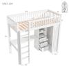 Bunk Bed 90x200 Desk Wardrobe 3 Drawers Storage Space Slatted Frame Pine Wood Youth Bed Children/Adults White