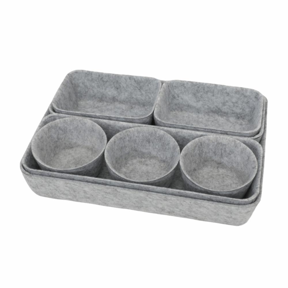 8Pcs/Set Space-Saving Felt Storage Box Set Seamless Felt Storage Basket Desktop Organizer