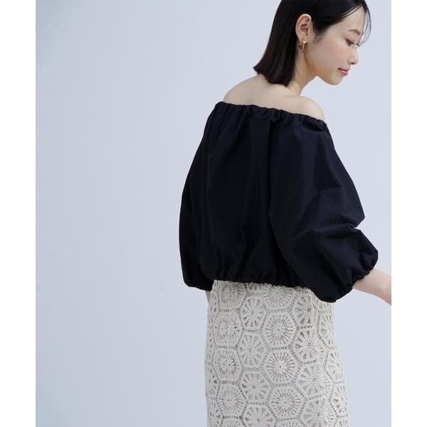 Natural Beauty Basic Blouse with Hook Beige Stripes Women's Off-the-Shoulder Detail,