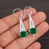 Green Onyx Gemstone 925 Sterling Silver Handcrafted Drop/Dangle Earrings 1.80" EE-50-13