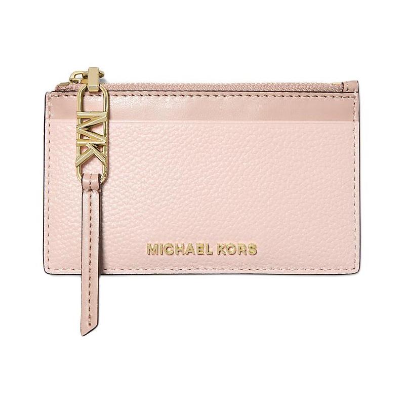 MICHAEL KORS Empire Empire Gold Hardware Zipper Closure Pebbled Leather Card Holder Small Women s Pink золотой
