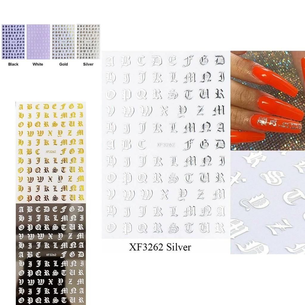 Adesivi alla moda per Nail Art 3D con Disegni di Lettere dell'Alfabeto Latino Romano e Inglese