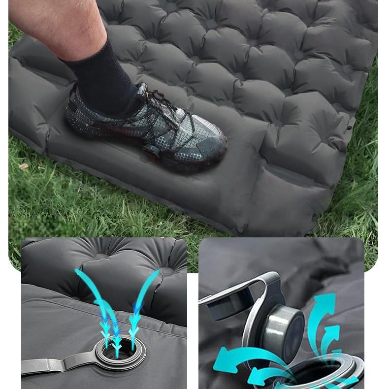 Enhanced Outdoor TPU Inflatable Mat: Foot-Pump Automatic Mattress with Pillow & Moisture-Proof Design
