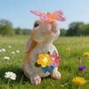 Statue de Jardin Lapin Figurine Lapin en Résine avec Papillon Art de Jardin Imperméable pour Patio Balcon Pelouse Pendaison de crémaillère Cadeaux d'Anniversaire pour Maman Grand-mère Femmes