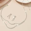 Stilvolles und schlichtes Strass-Halsketten-Ohrstecker-Set zweiteiliges Set