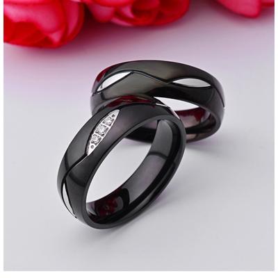 New Jewelry Titanium Steel Black Fashion Couple Ring Micro Inlaid Ring