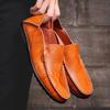 Fashion Brown Male Casual Shoe Round Toe Plus Big Size 2025 Trend On Sale Social In Promotion Footwear Offer Elegant Men's Leather Shoes