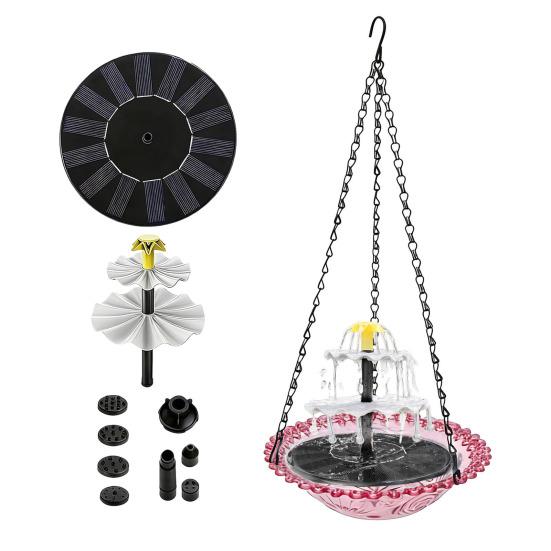 Yousheng Solar Bird Bath Fountain, 3-Tier Cascading Fountain Hanging Bird Bath, Solar Powered Outdoor Hummingbird Bath Fountain, for Garden Backyard