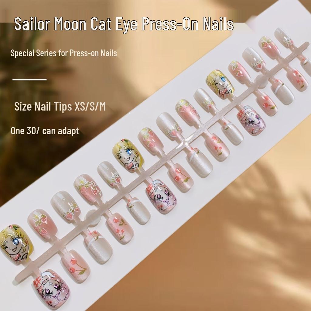 

Sailor Moon Cat Eye Press-On Nails: Anime Cartoon Whitening Nail Pieces