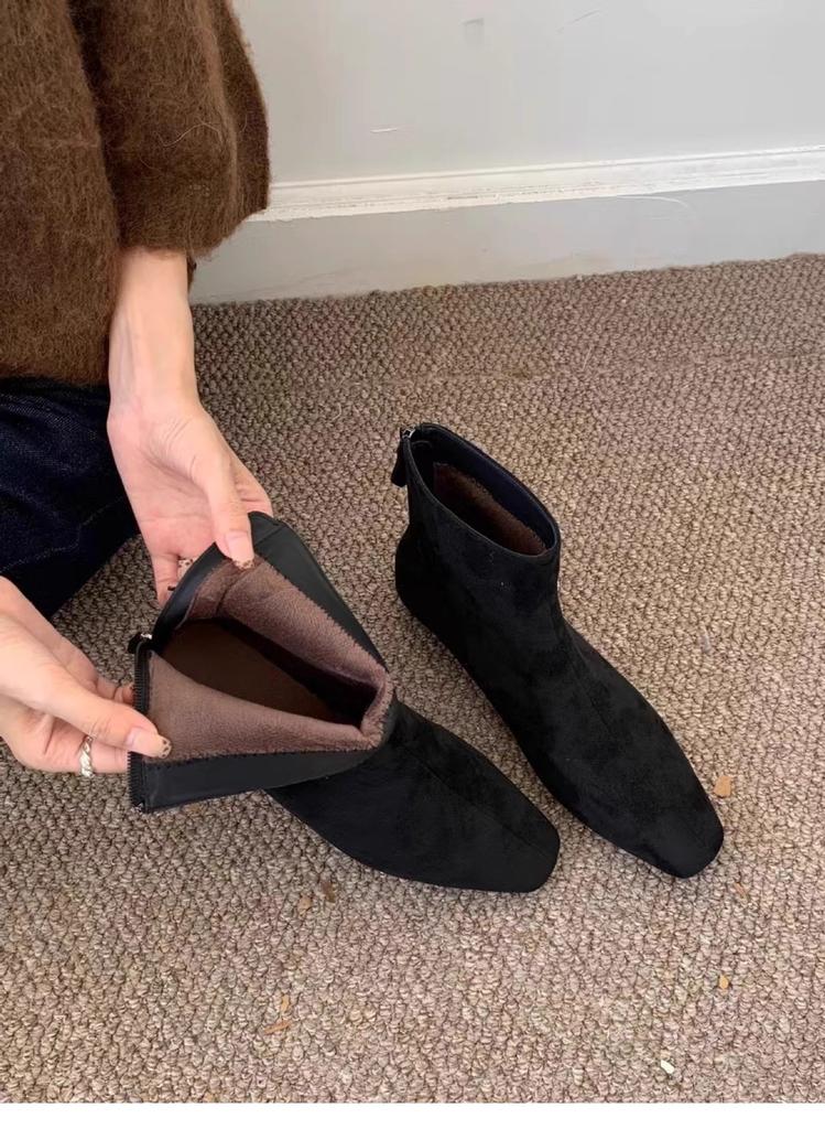 Vintage Suede Woman Stretch Slim Short Boot Casual Low Heel Shoes Autumn Ladies Party Mordern Ankle Shoes