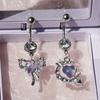 Colorful  Zircon Butterfly Heart Stainless Steel Belly Button Rings For Women Navel Piercing Rings Sexy Body Jewelry Gift