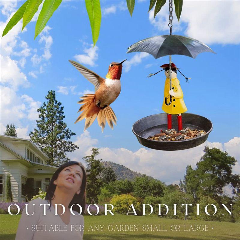 Practical-Girls Bird Feeder With Umbrella Metal Hanging Chain And Hook Feeder For Wild Garden Birds Antique 1 Piece