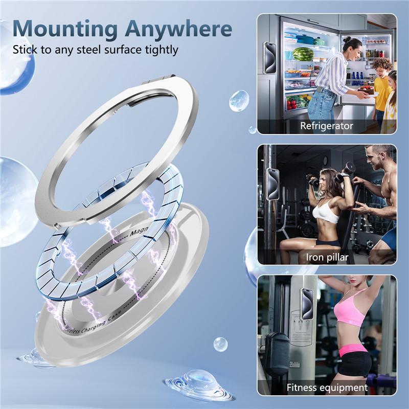 Transparent Magnetic Ring for Magsafe Wireless Charge Cases for IPhone 17 Air 16 Plus 15 14 13 12 11 Pro Max Shockproof Cover