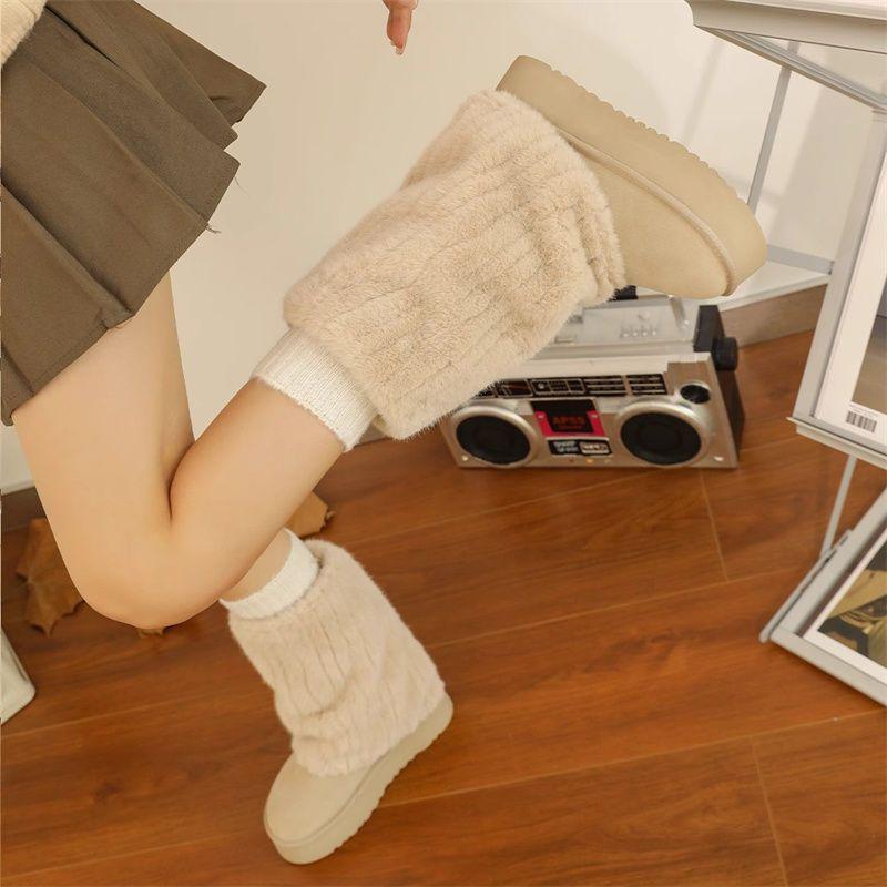 Fashion Mid Calf Large Size Warm Round Toe Platform Plush Women's Snow Boots Winter Fashion 2025 Trend Y2k Novelty on Offer Ladies Shoes