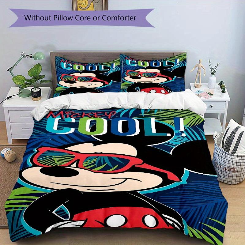 3pcs Mickey Cool 1 Cover+2 Pillowcases, Pillow Inserts Not Included, Machine Washable, All-Season Use, Teen and Adult Rooms120