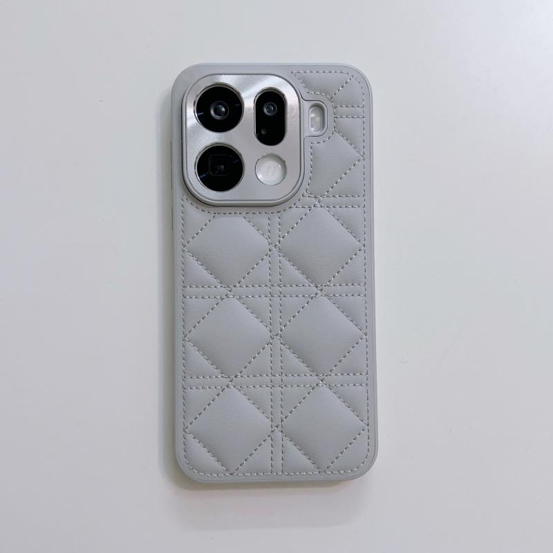 Kawaii Simple Love Tartan Pattern Leather Case For Oppo Find X8 X8s X9 Pro Plus Ultr Full Camera Lens Protection Back Case Cover